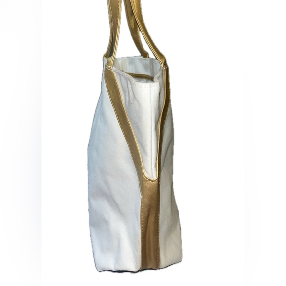 Yves Saint Laurent White and Gold Structured Tote - Picture 5 of 9